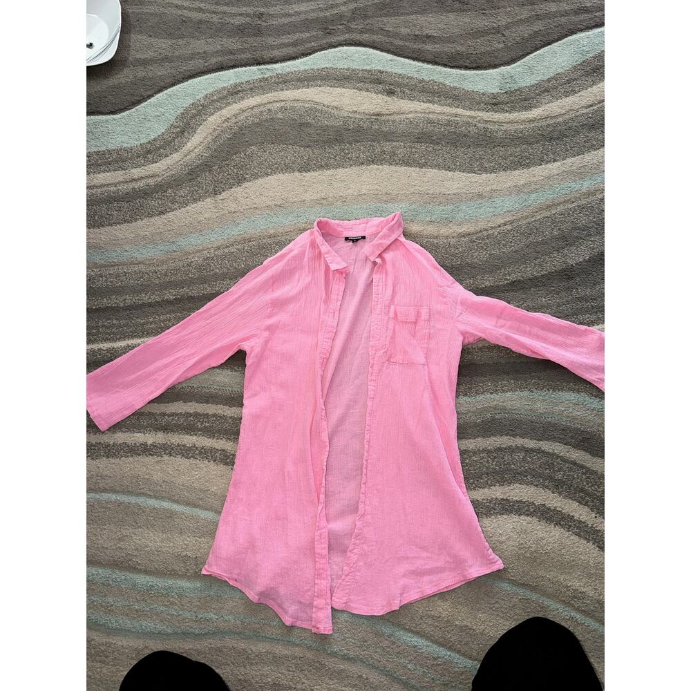 Krishna Lightweight pink krinkle Summer Beach Top Medium
